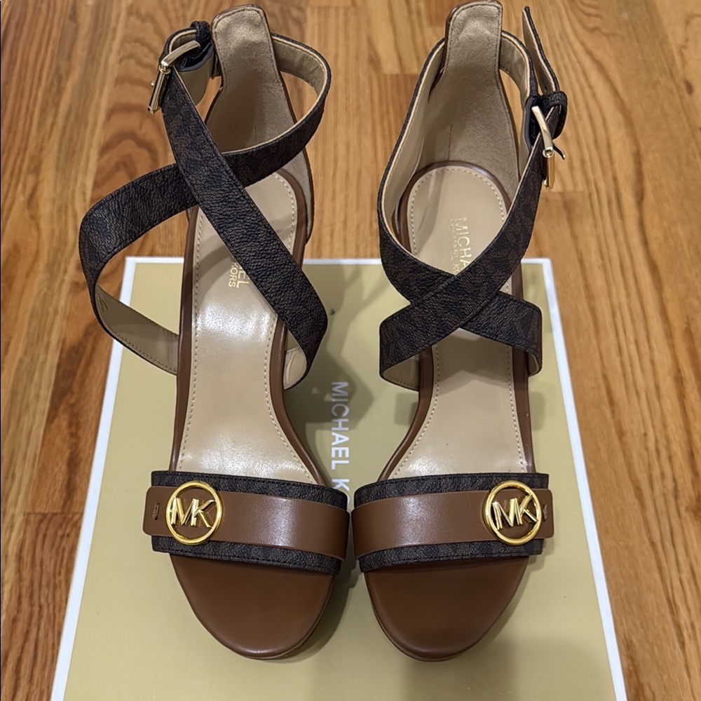 Michael Kors Dark Brown and Gold Heels